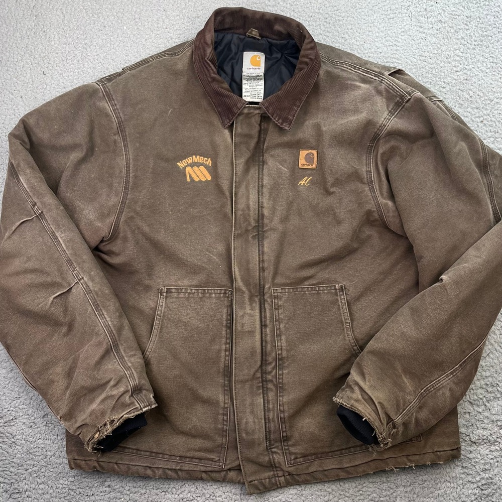 Carhartt Jacket Chestnut Brown Arctic Quilt Lined Duck Distressed J22 CHT XLT